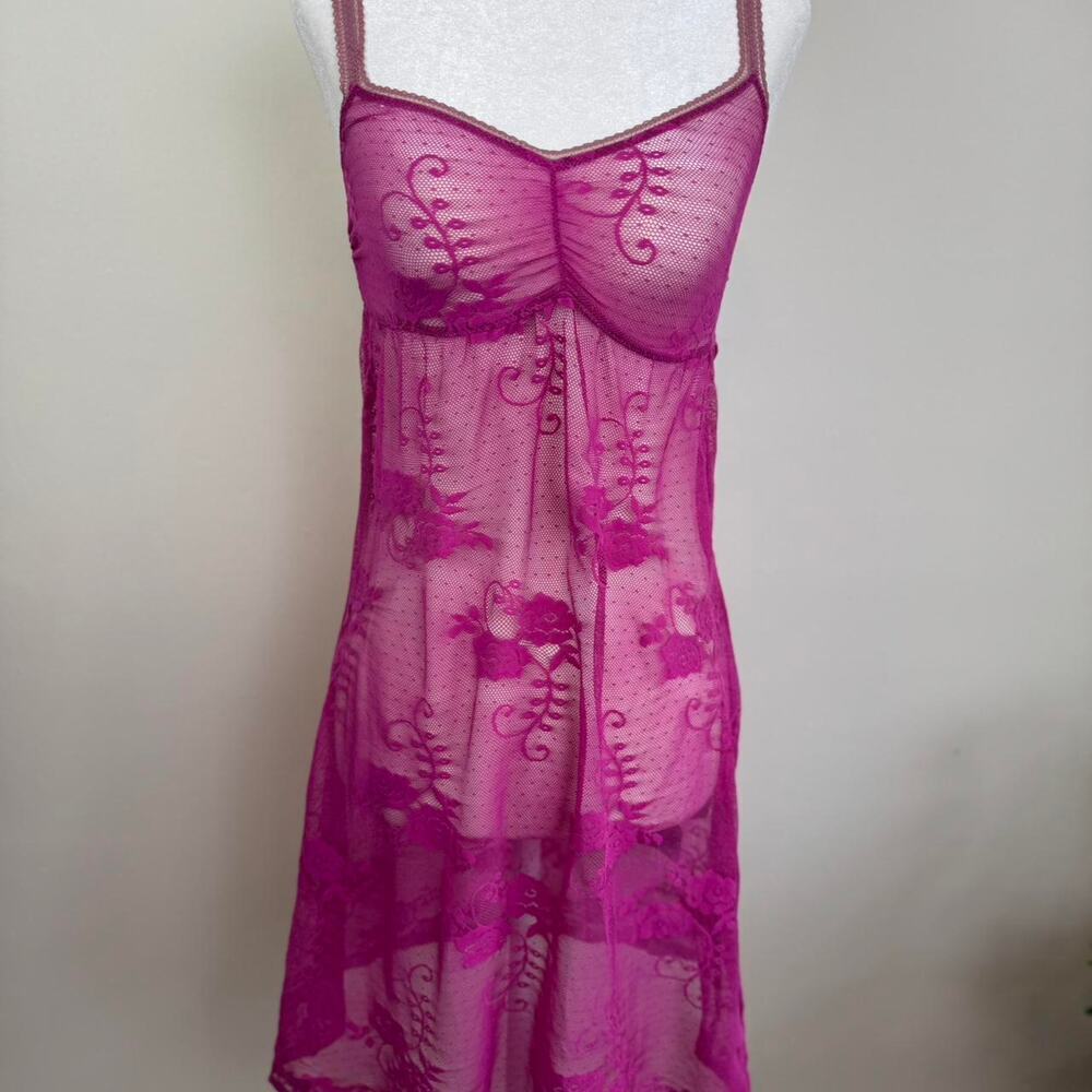 intimissimi XS Pink floral lace babydoll slip dress